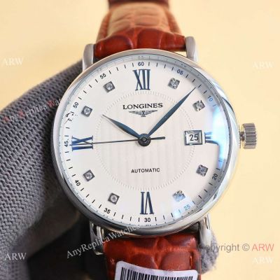 Best Quality Copy Longines Master Citizen Watches White Dial-Leather Strap